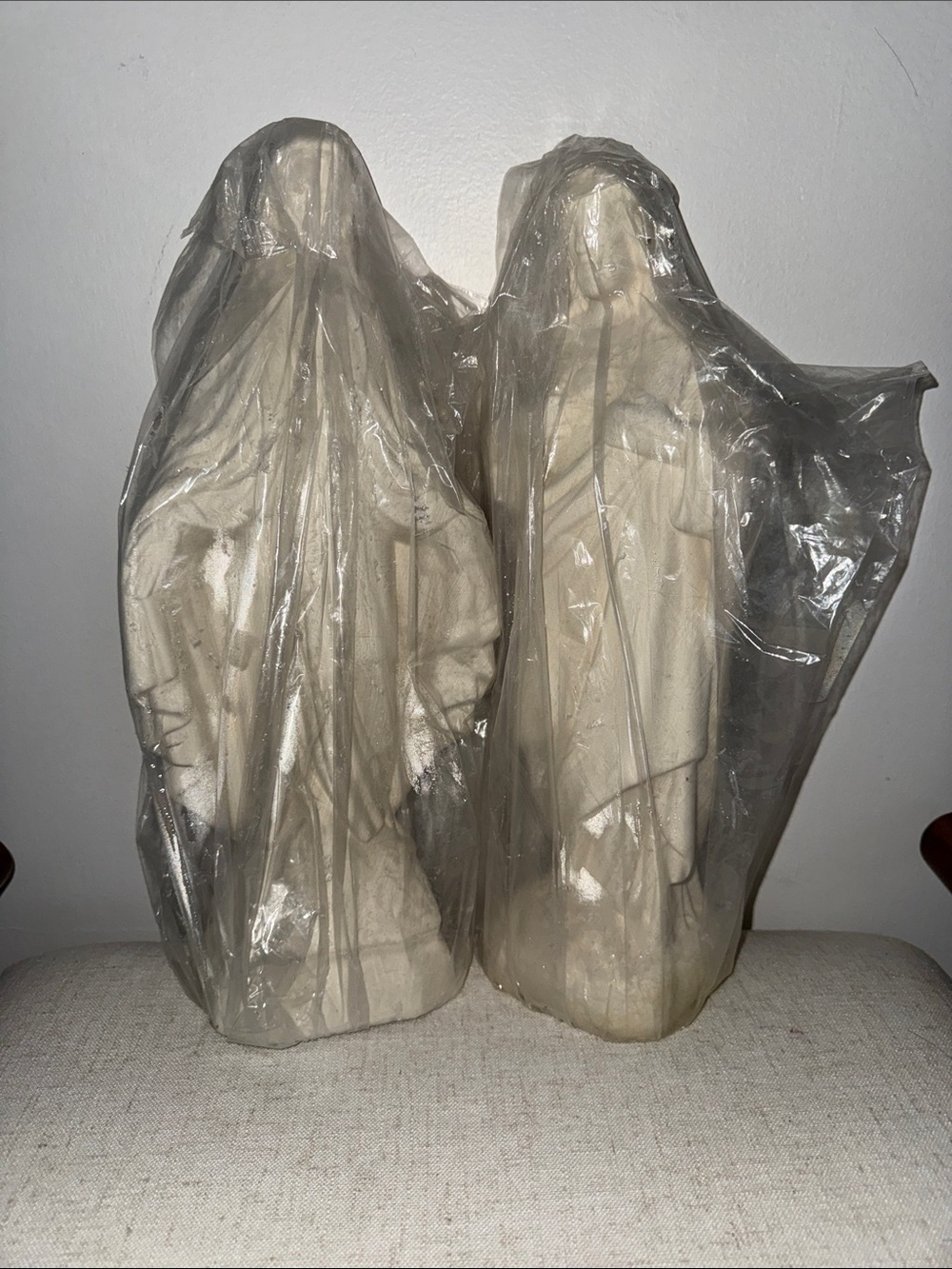 Vintage 17" White Ceramic Mary & Jesus Statue Set NWT Matching Religious Pair